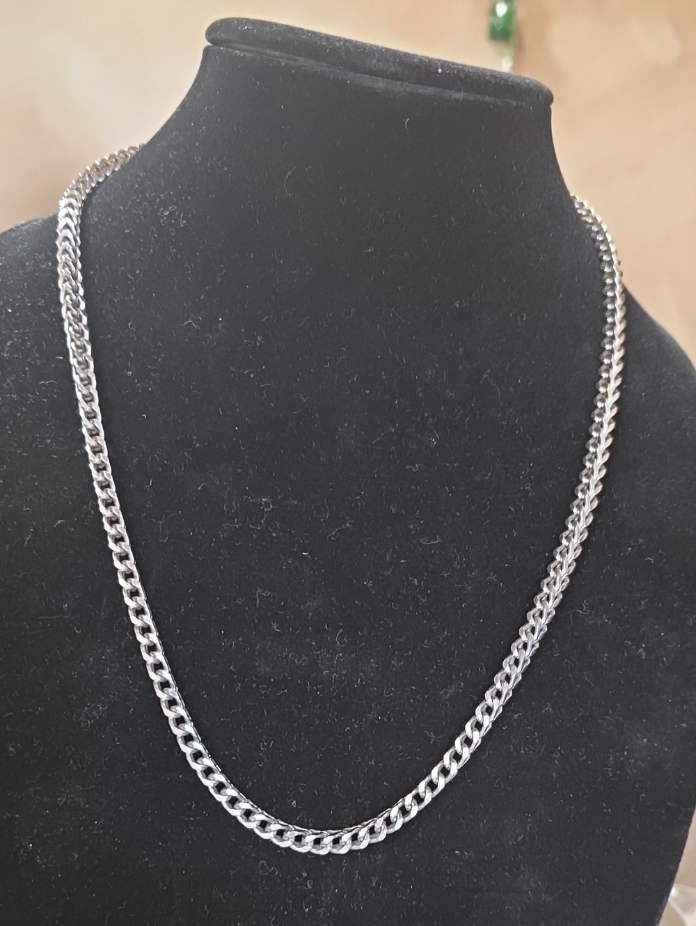 Sterling-Style Silver Cuban Chain Necklace for Men